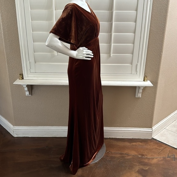 Revelry Maternity Gwen Velvet Dress Rust - Picture 3 of 11
